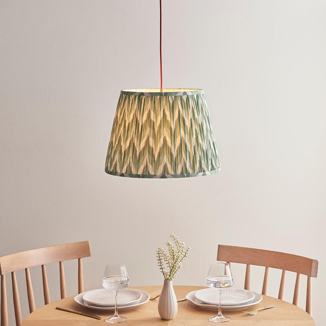 Eltham & Zigzag 40cm Cotswold green shade Pendant - Comet Lighting