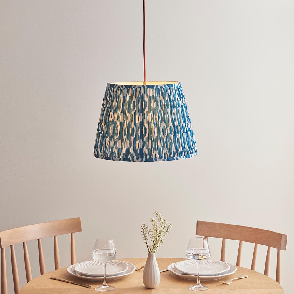 Eltham & Ikat 40cm Marlin blue shade Pendant - Comet Lighting