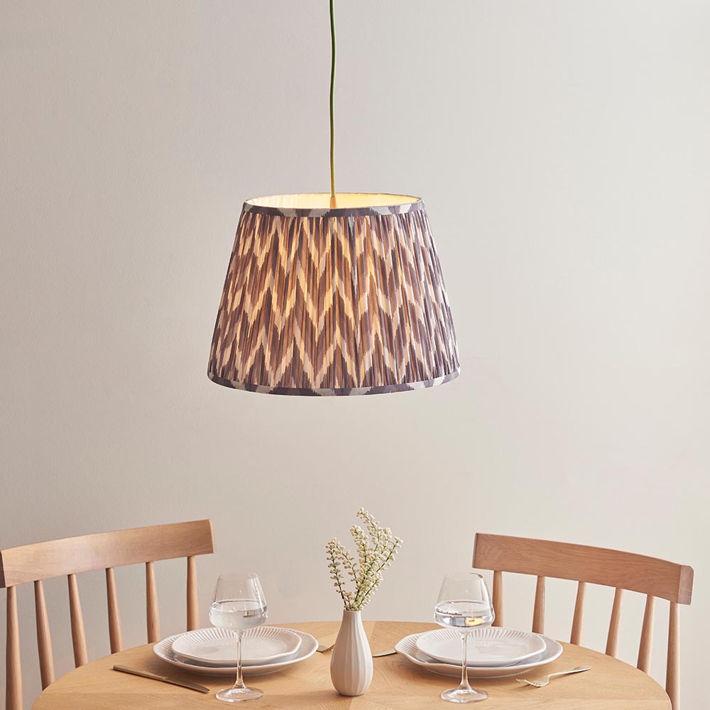 Eltham & Zigzag 40cm Pearl grey shade Pendant - Comet Lighting