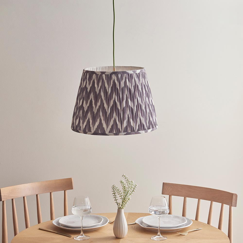 Eltham & Zigzag 40cm Pearl grey shade Pendant - Comet Lighting