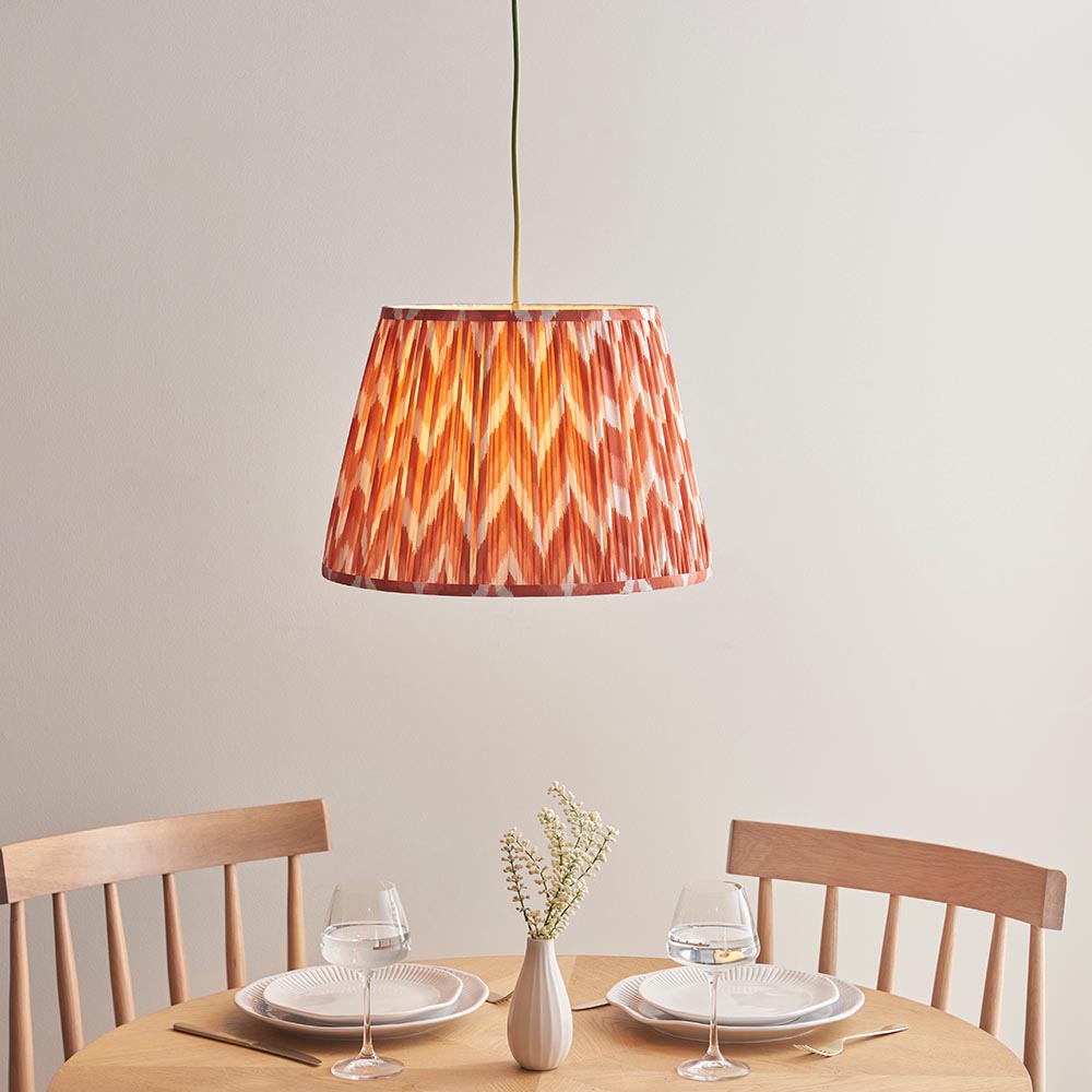 Eltham & Zigzag 40cm Apricot orange shade Pendant - Comet Lighting