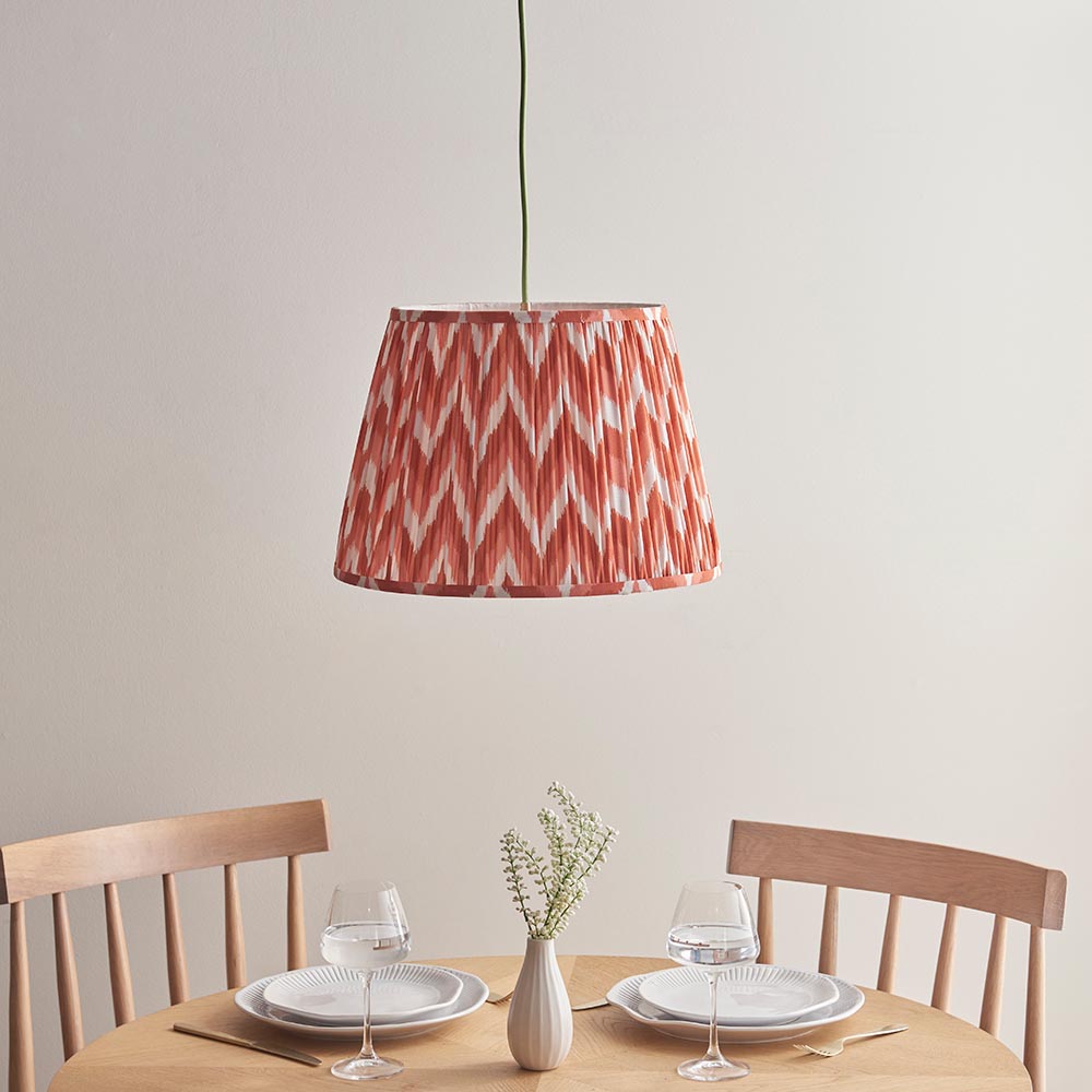 Eltham & Zigzag 40cm Apricot orange shade Pendant - Comet Lighting