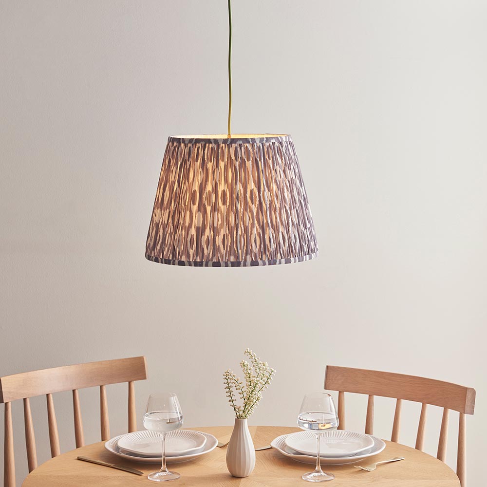 Eltham & Ikat 40cm Pearl grey shade Pendant - Comet Lighting