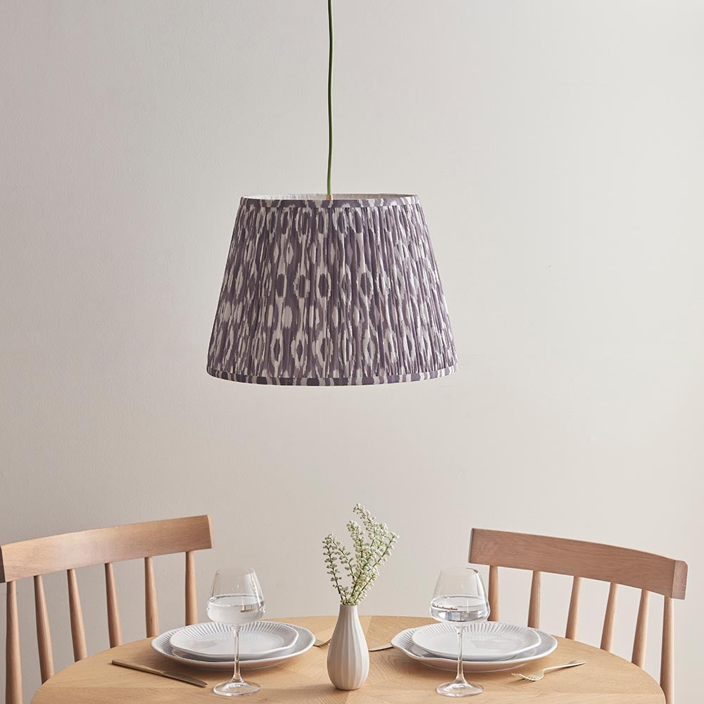 Eltham & Ikat 40cm Pearl grey shade Pendant - Comet Lighting