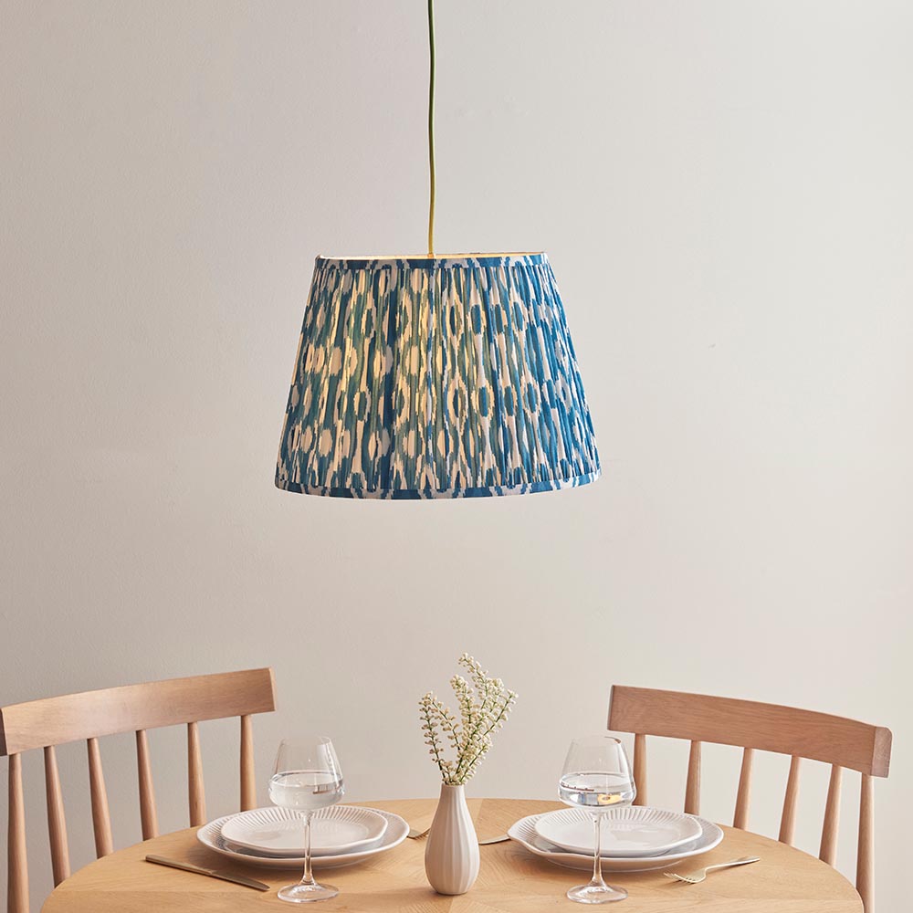 Eltham & Ikat 40cm Marlin blue shade Ceiling Pendant - Comet Lighting