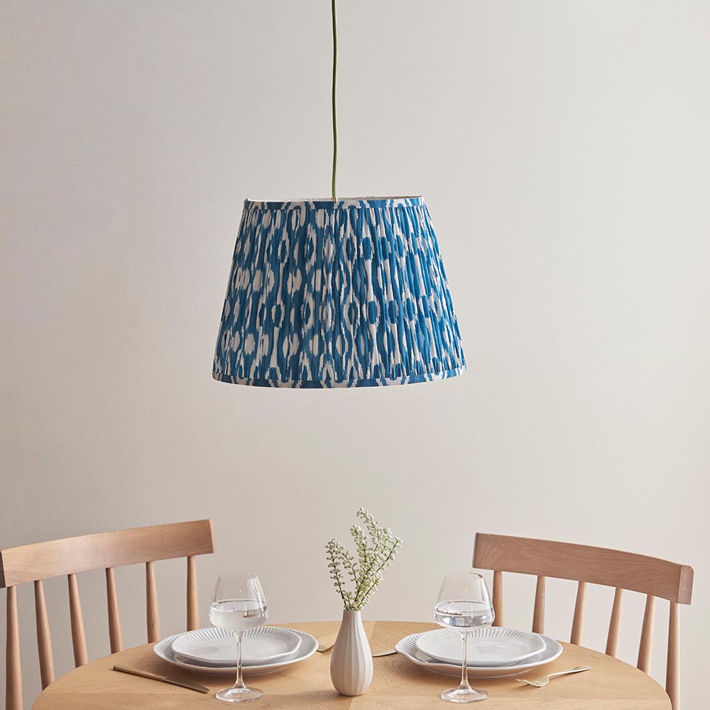 Eltham & Ikat 40cm Marlin blue shade Ceiling Pendant - Comet Lighting