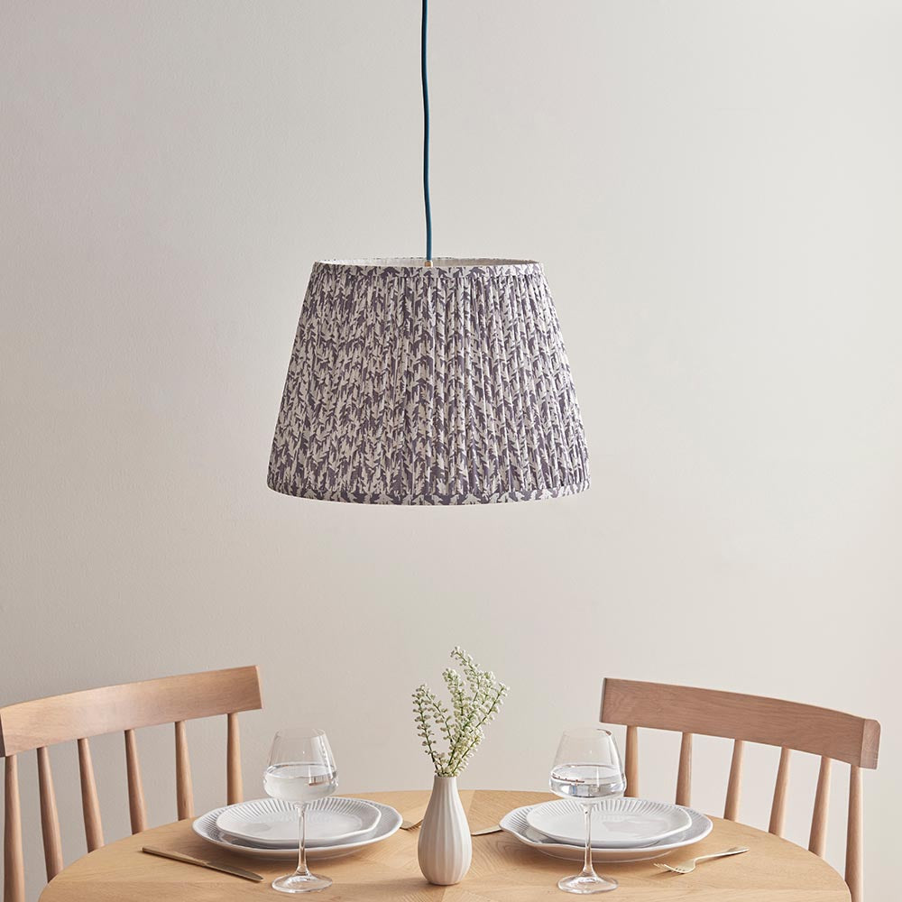 Eltham & Leaf 40cm Pearl grey shade Ceiling Pendant - Comet Lighting