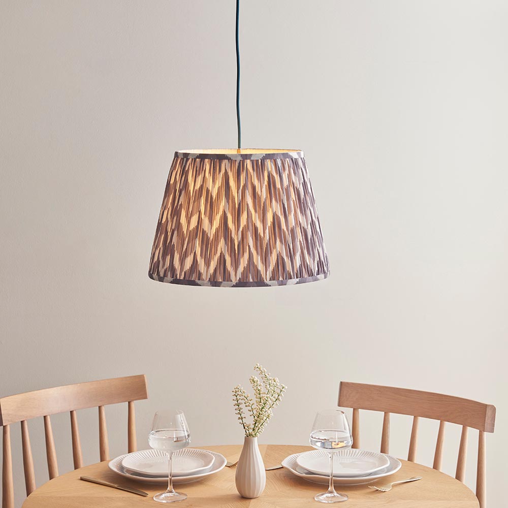 Eltham & Zigzag 40cm Pearl grey shade Ceiling Pendant - Comet Lighting