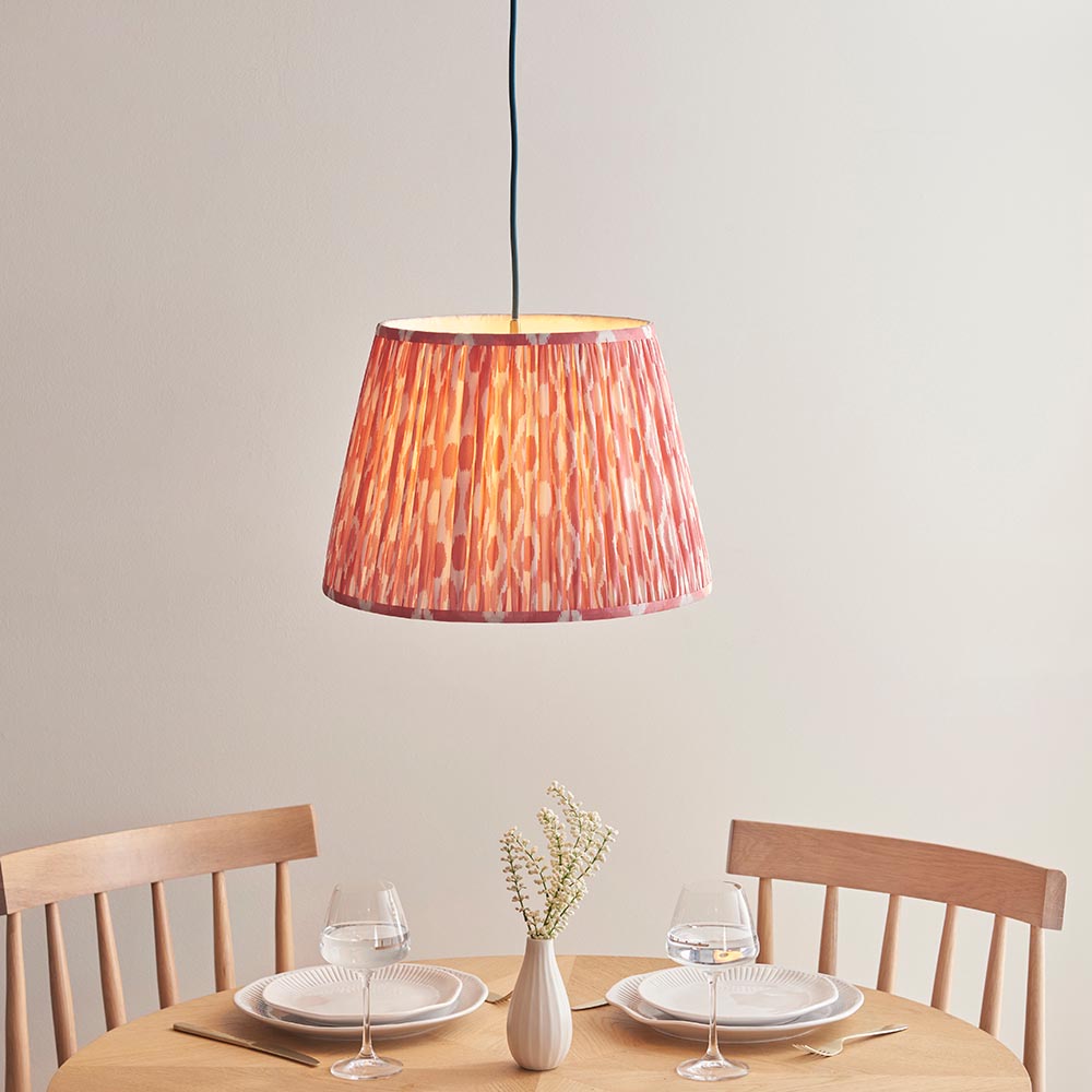 Eltham & Ikat 40cm Coral pink shade Ceiling Pendant - Comet Lighting