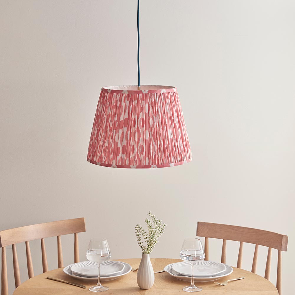 Eltham & Ikat 40cm Coral pink shade Ceiling Pendant - Comet Lighting