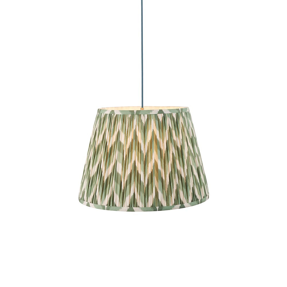 Eltham & Zigzag 40cm Cotswold green shade Ceiling Pendant - Comet Lighting