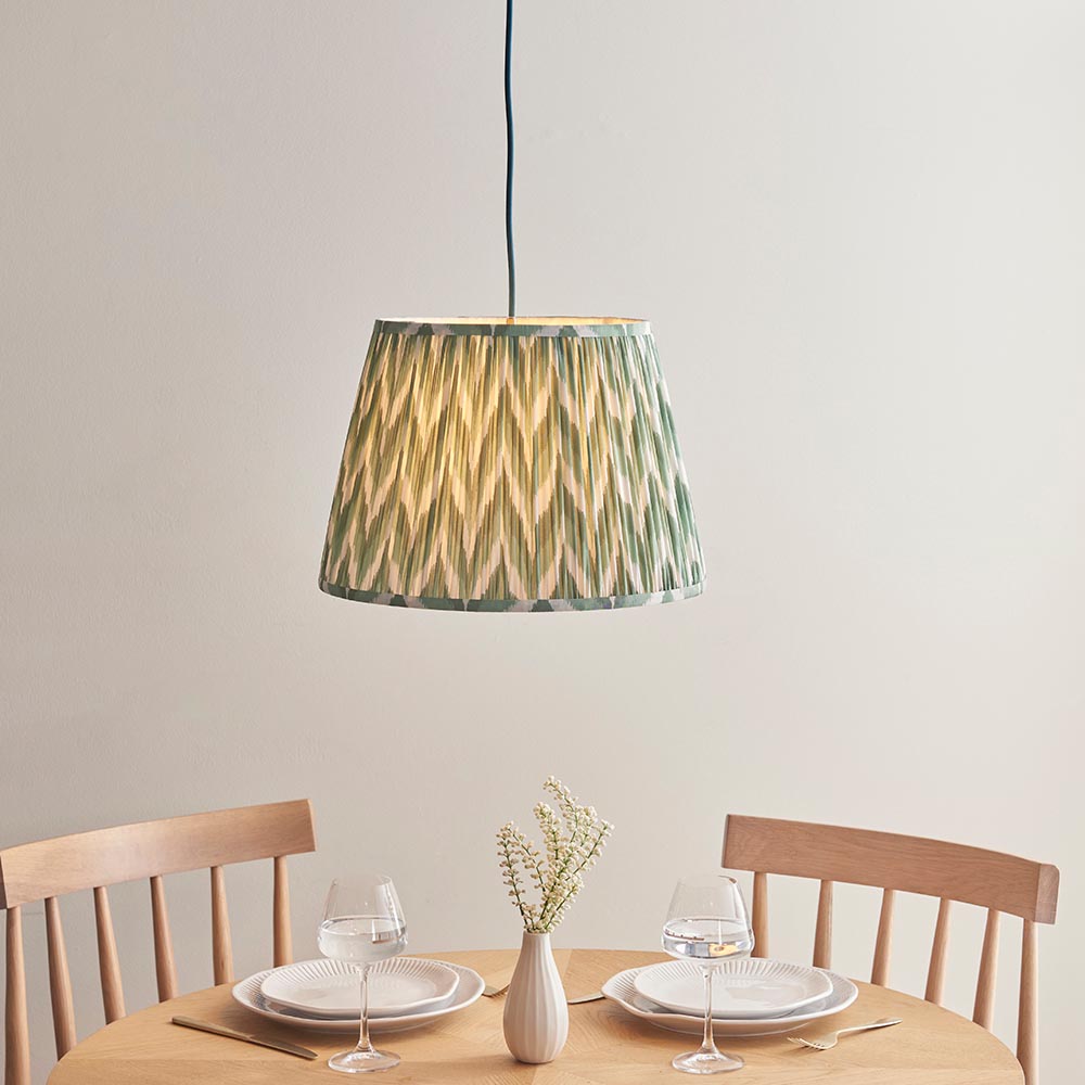 Eltham & Zigzag 40cm Cotswold green shade Ceiling Pendant - Comet Lighting
