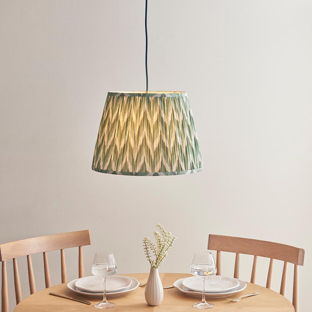 Eltham & Zigzag 40cm Cotswold green shade Ceiling Pendant - Comet Lighting