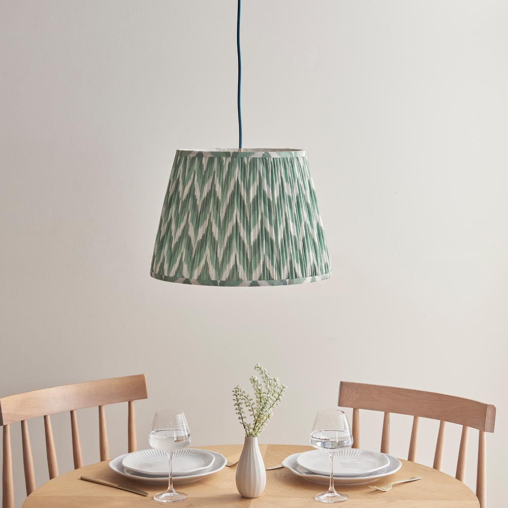 Eltham & Zigzag 40cm Cotswold green shade Ceiling Pendant - Comet Lighting