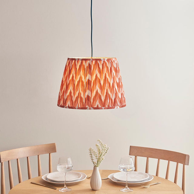 Eltham & Zigzag 40cm Apricot orange shade Ceiling Pendant - Comet Lighting
