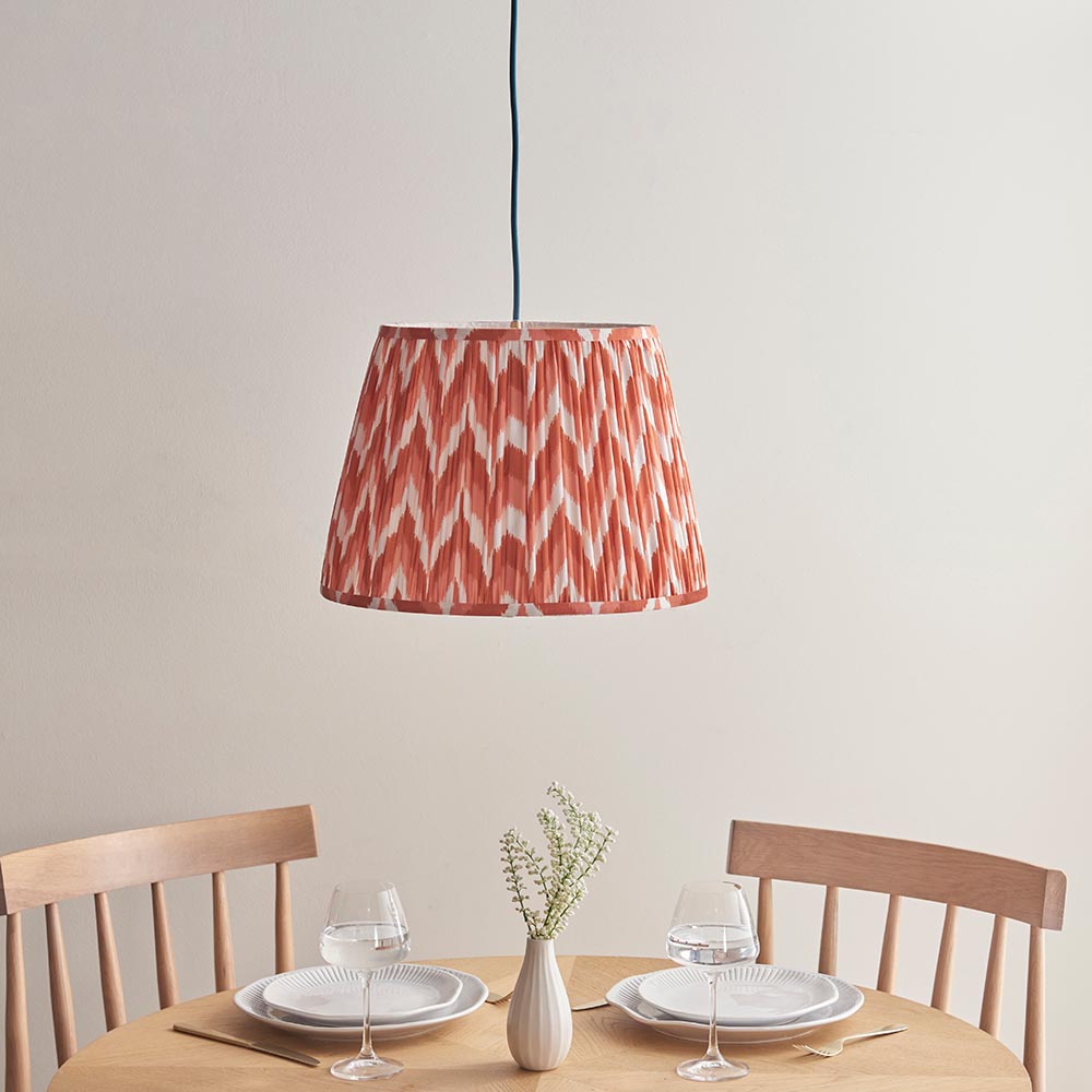 Eltham & Zigzag 40cm Apricot orange shade Ceiling Pendant - Comet Lighting