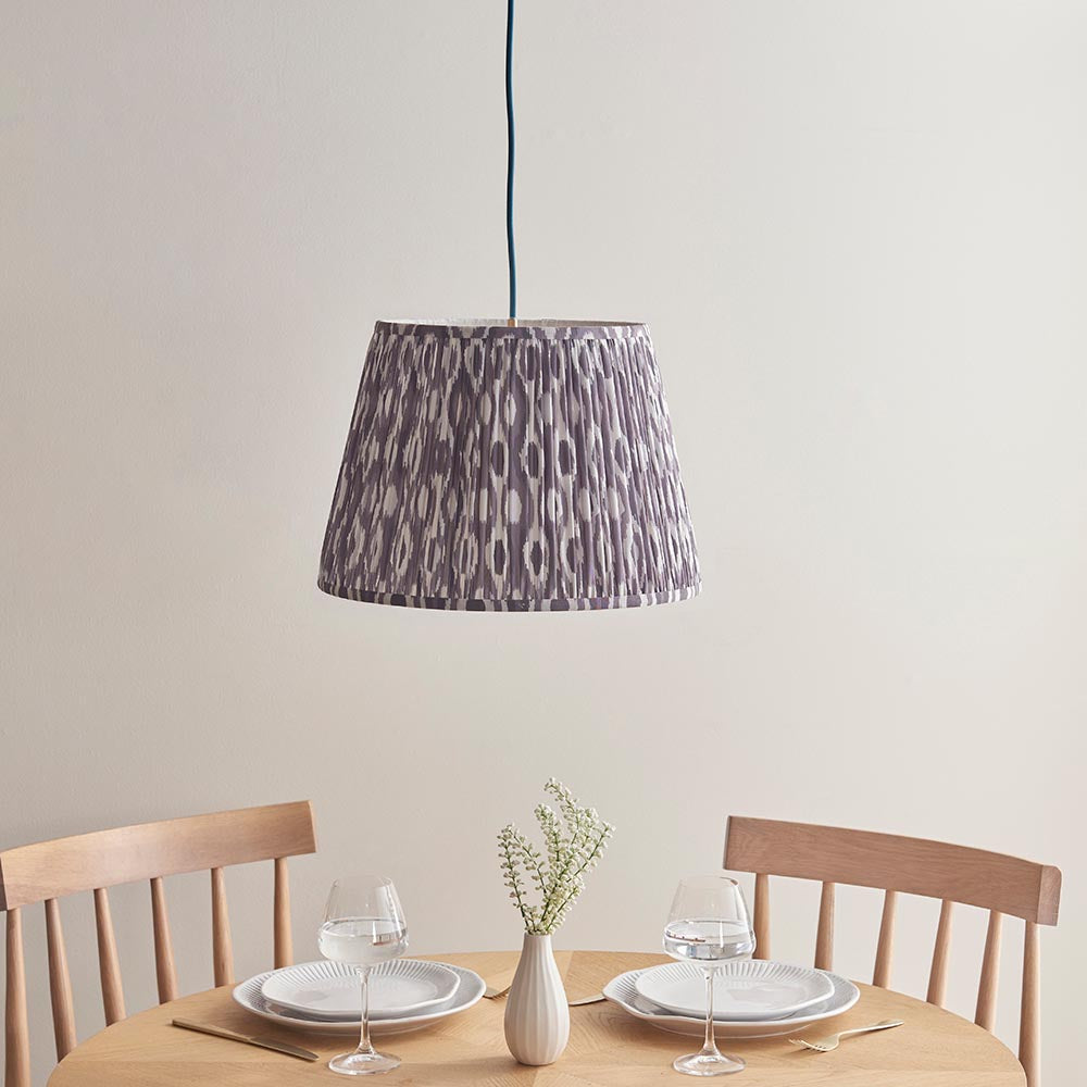 Eltham & Ikat 40cm Pearl grey shade Ceiling Pendant - Comet Lighting
