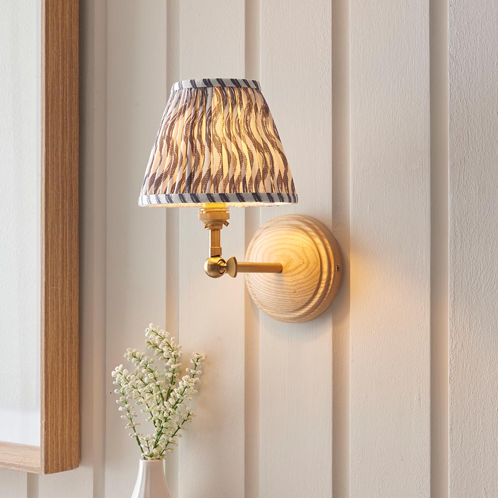 Wood Wing & Ripple 16cm Pearl grey shade - Comet Lighting
