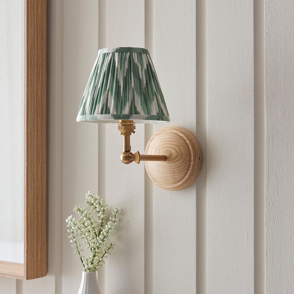 Wood Wing & Zigzag 16cm Cotswold green shade - Comet Lighting