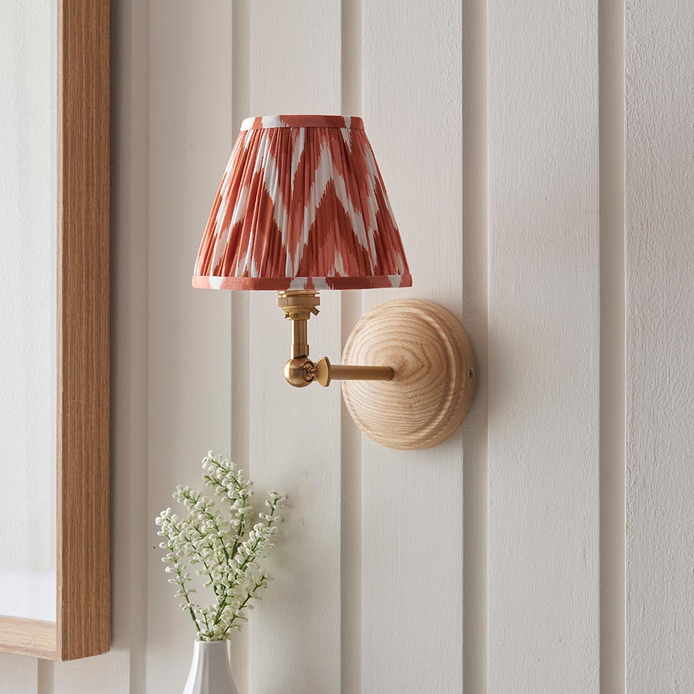 Wood Wing & Zigzag 16cm Apricot orange shade - Comet Lighting