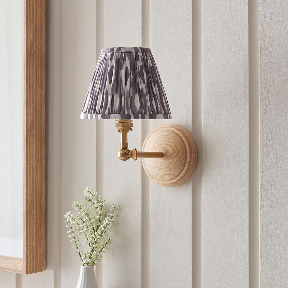 Wood Wing & Ikat 16cm Pearl grey shade - Comet Lighting