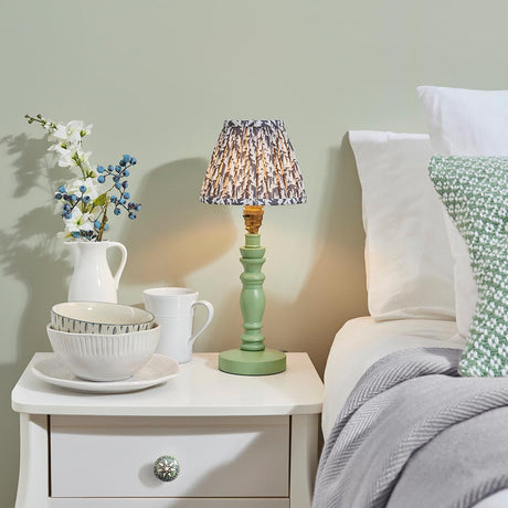 Wooden Green Bibury & Leaf 16cm Pearl grey shade - Comet Lighting