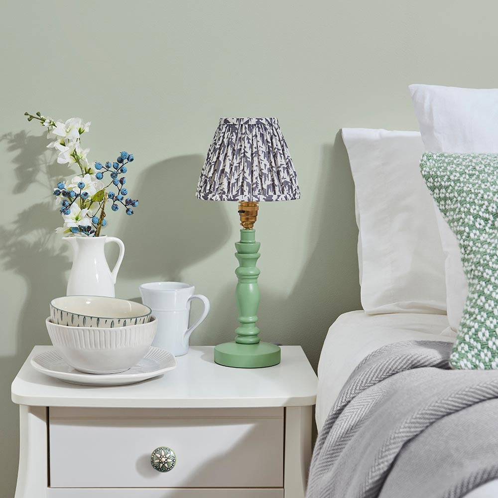 Wooden Green Bibury & Leaf 16cm Pearl grey shade - Comet Lighting