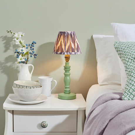 Wooden Green Bibury & Zigzag 16cm Pearl grey shade - Comet Lighting