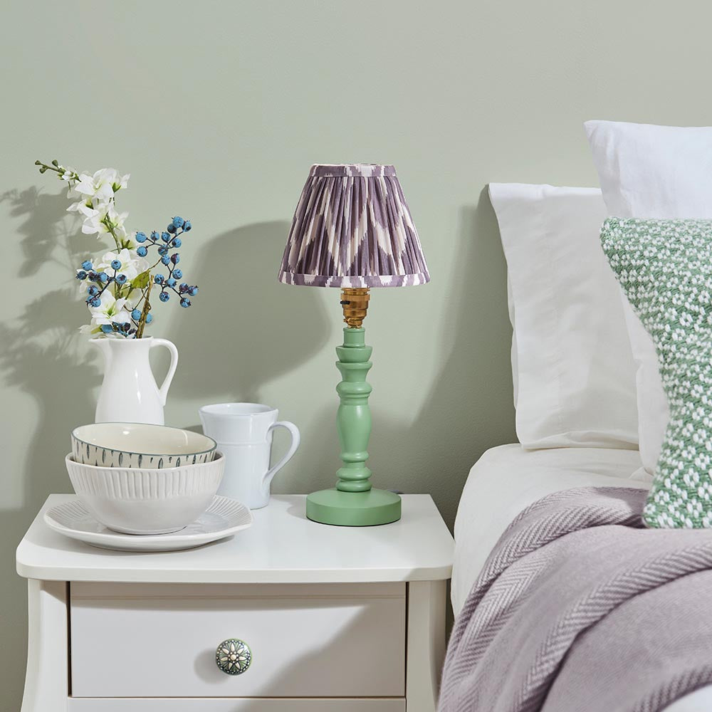 Wooden Green Bibury & Zigzag 16cm Pearl grey shade - Comet Lighting
