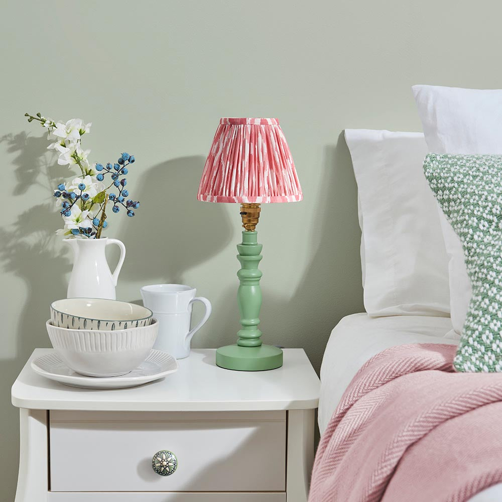 Wooden Green Bibury & Ikat 16cm Coral pink shade - Comet Lighting