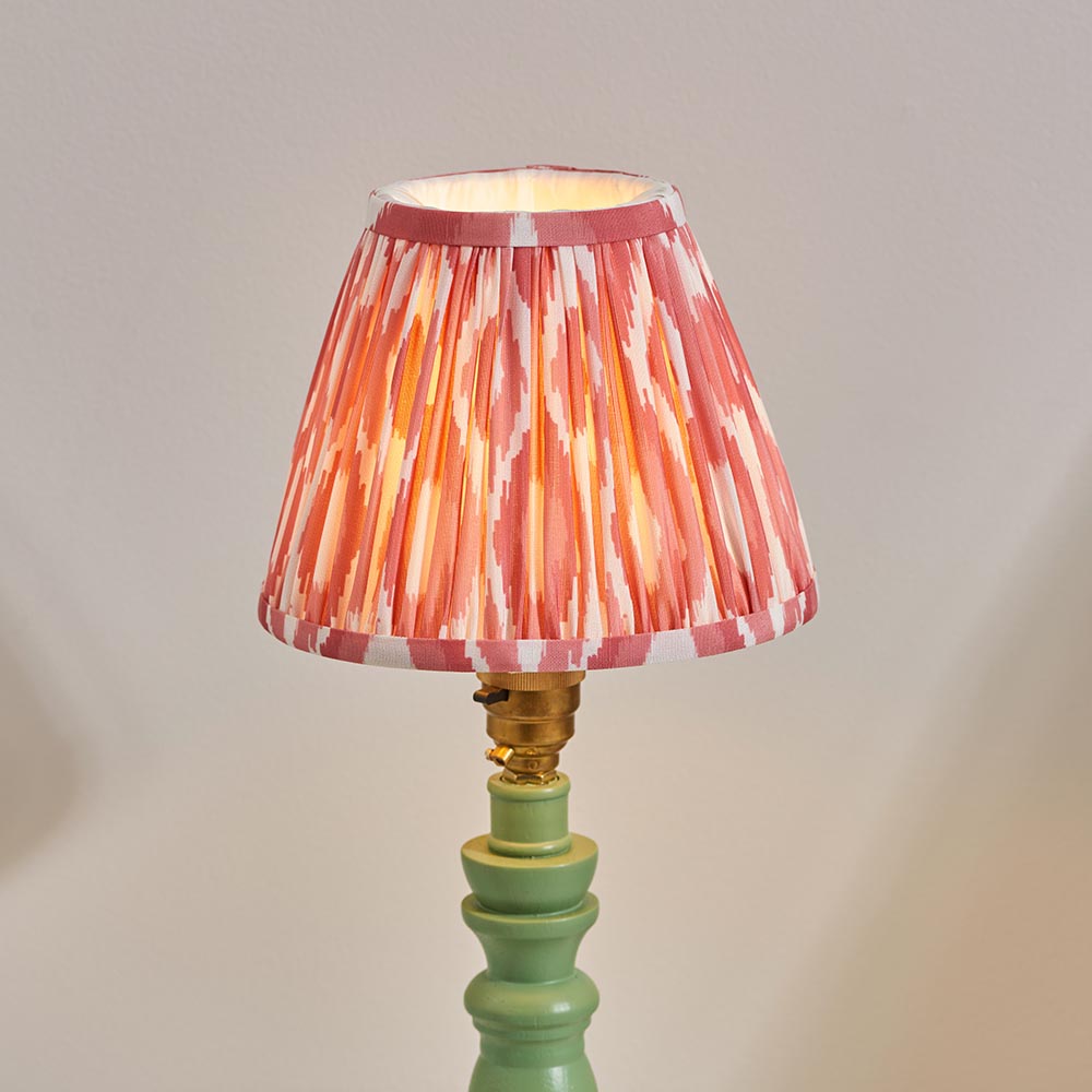 Wooden Green Bibury & Ikat 16cm Coral pink shade - Comet Lighting