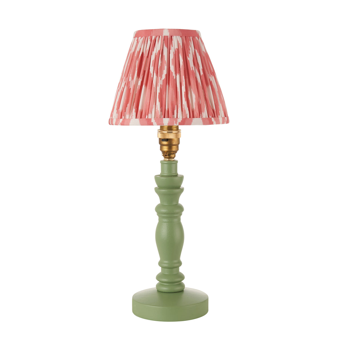 Wooden Green Bibury & Ikat 16cm Coral pink shade - Comet Lighting