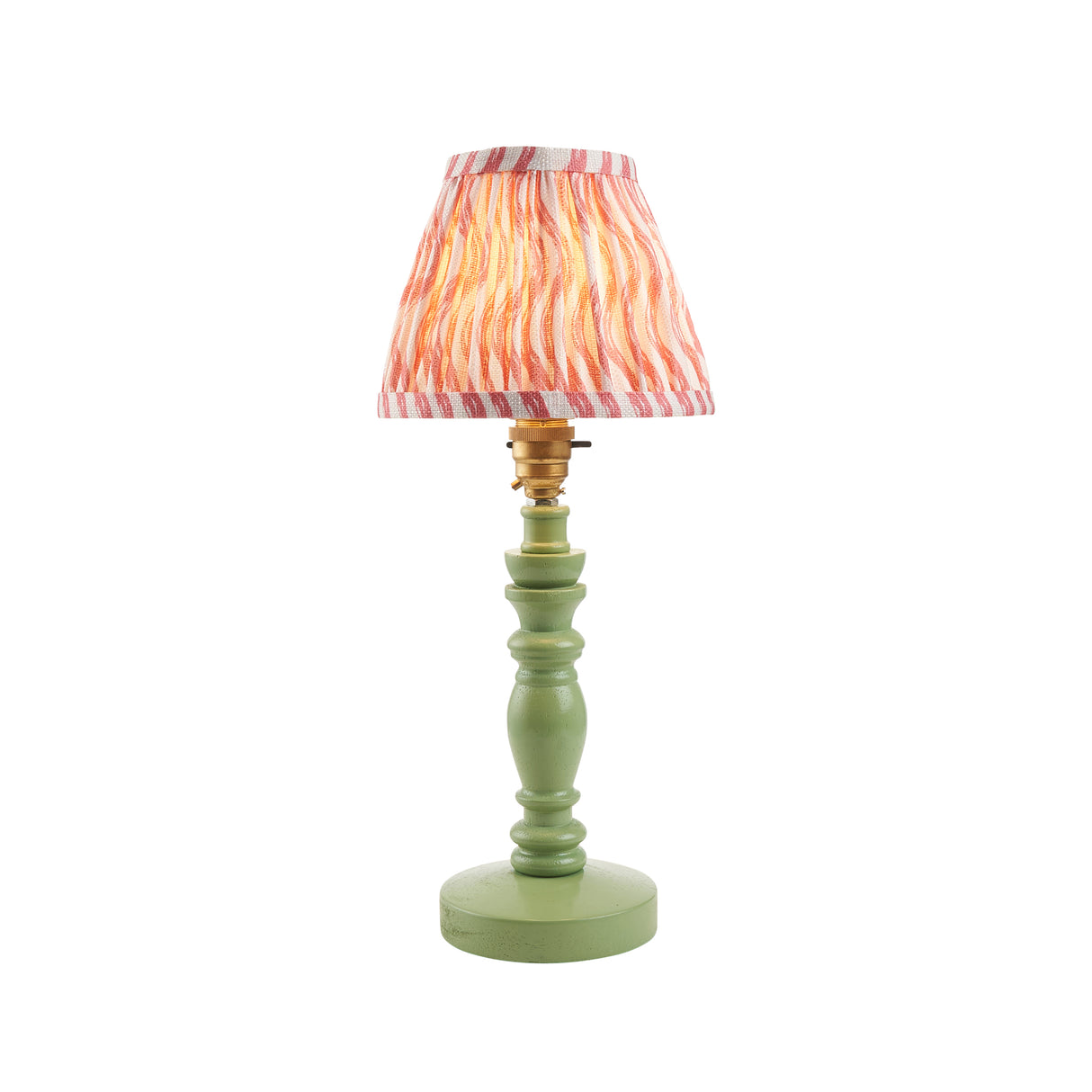 Wooden Green Bibury & Ripple 16cm Coral pink shade - Comet Lighting