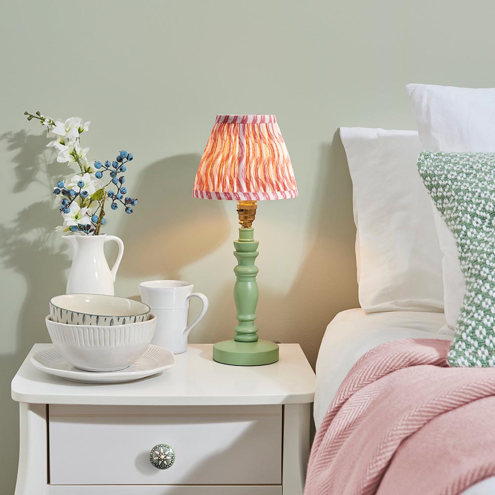 Wooden Green Bibury & Ripple 16cm Coral pink shade - Comet Lighting