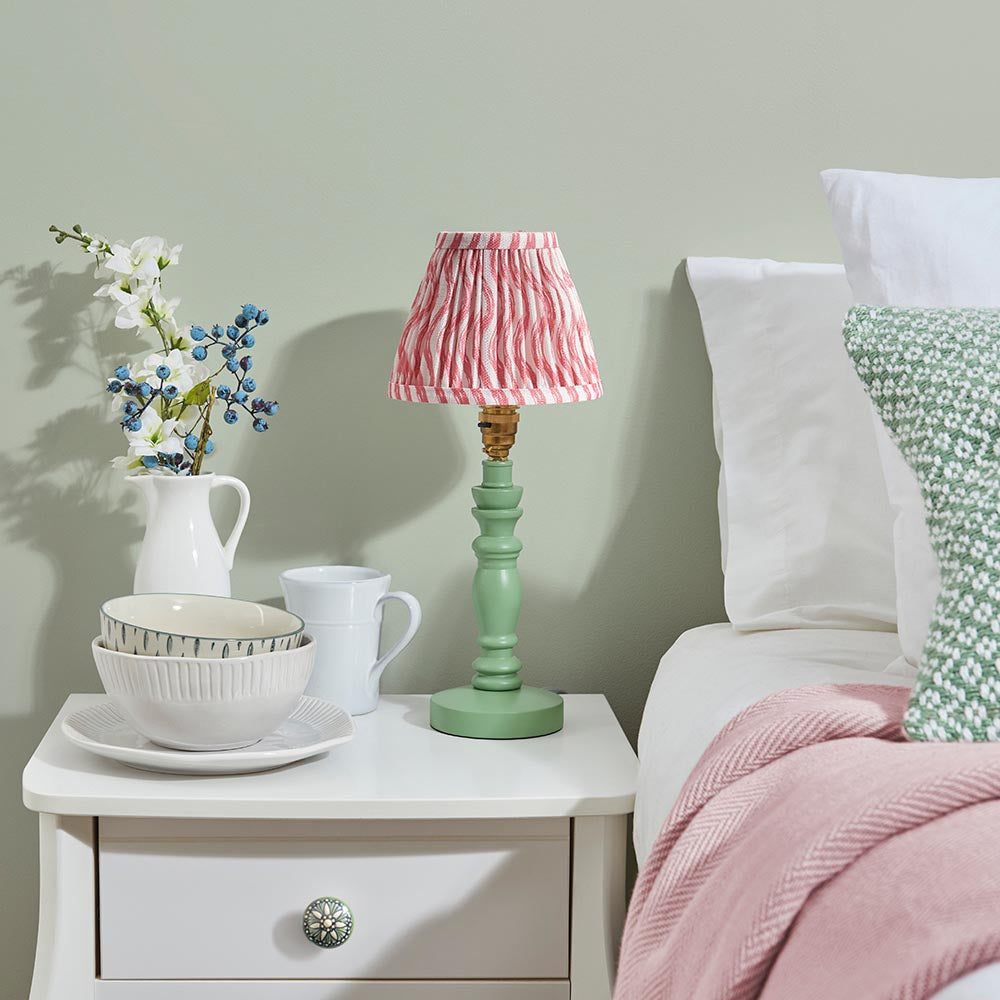 Wooden Green Bibury & Ripple 16cm Coral pink shade - Comet Lighting