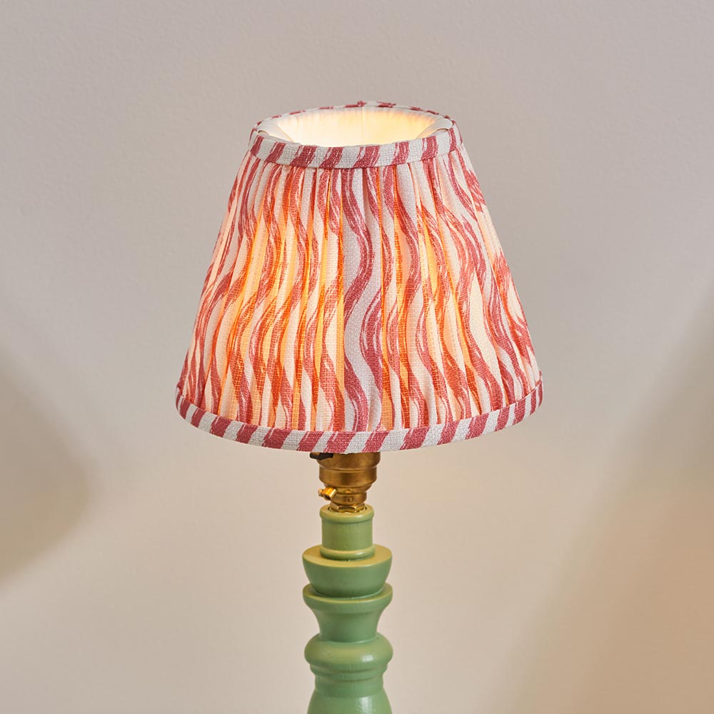 Wooden Green Bibury & Ripple 16cm Coral pink shade - Comet Lighting