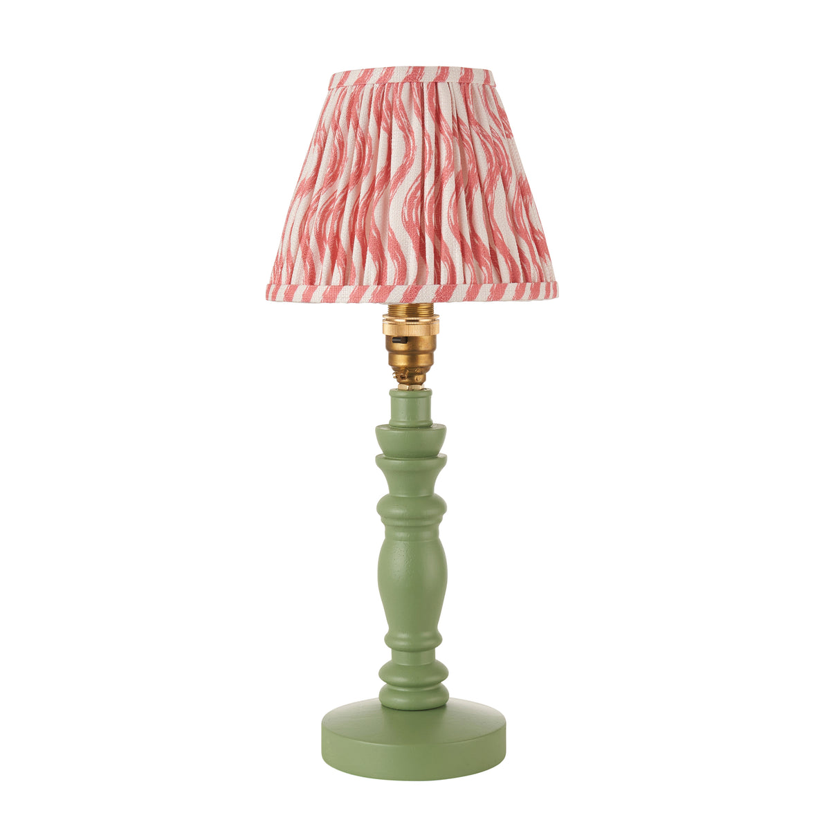 Wooden Green Bibury & Ripple 16cm Coral pink shade - Comet Lighting