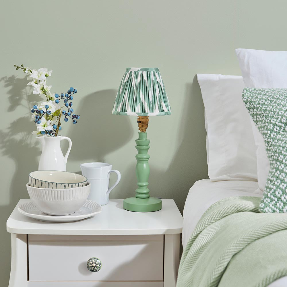 Wooden Green Bibury & Zigzag 16cm Cotswold green shade - Comet Lighting
