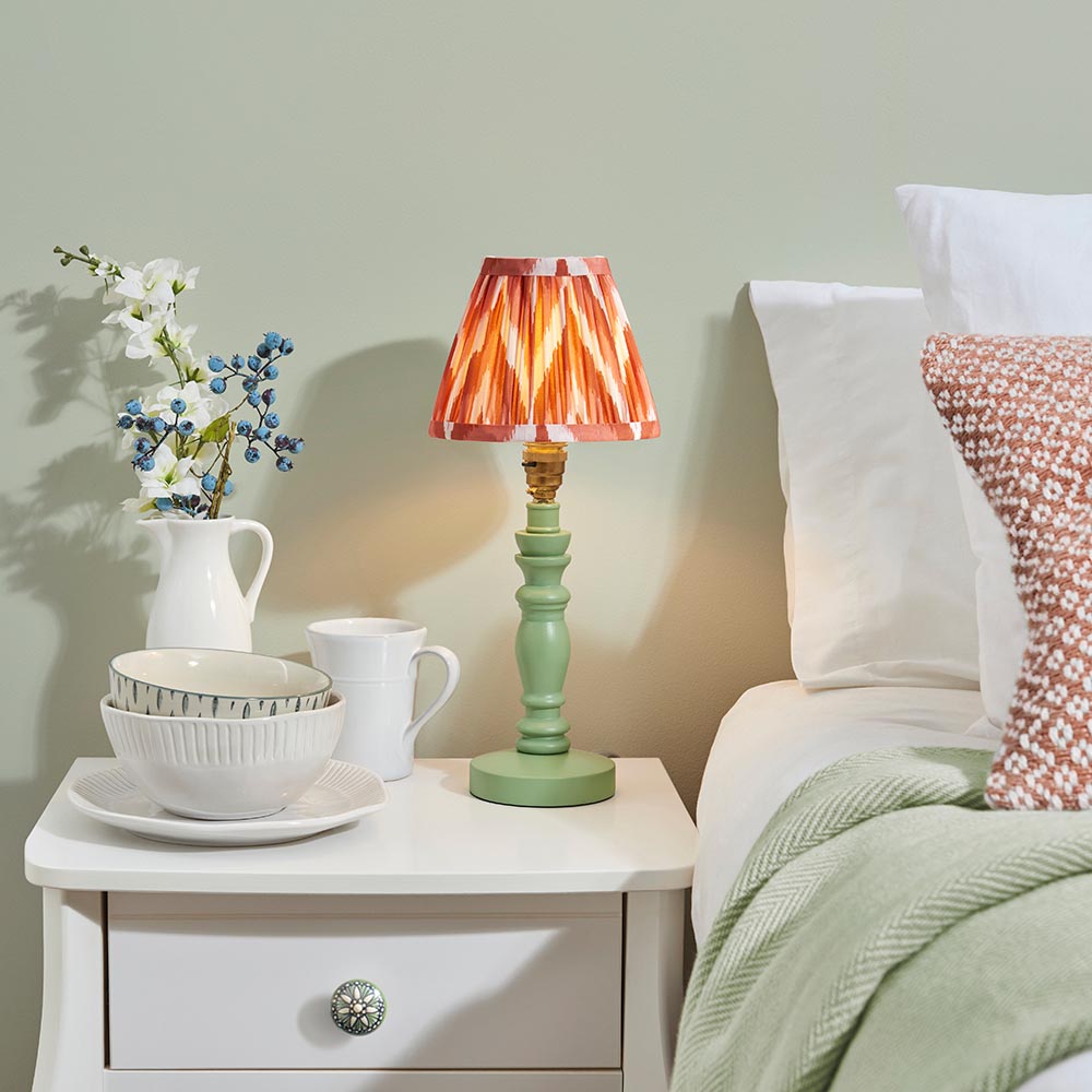 Wooden Green Bibury & Zigzag 16cm Apricot orange shade - Comet Lighting