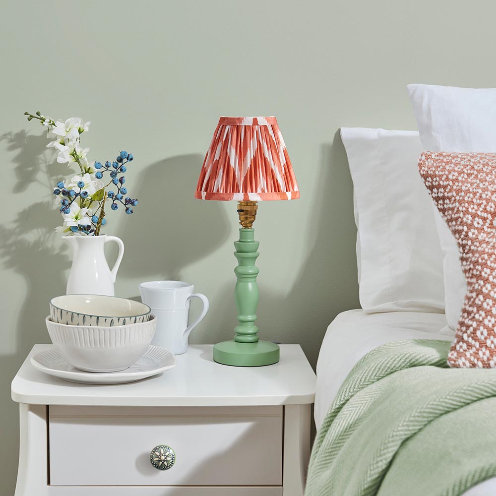 Wooden Green Bibury & Zigzag 16cm Apricot orange shade - Comet Lighting