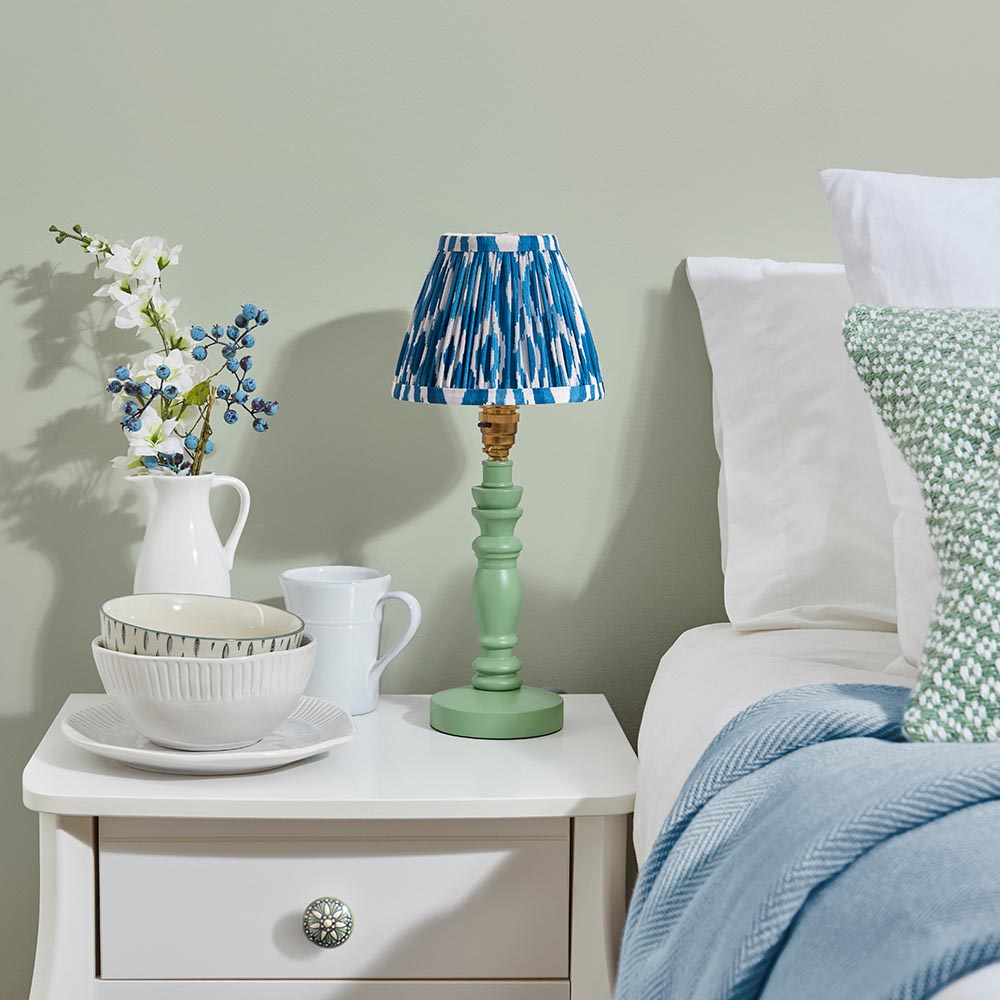 Wooden Green Bibury & Ikat 16cm Marlin blue shade - Comet Lighting