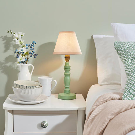Wooden Green Bibury & Ivy 16cm Vintage white shade - Comet Lighting