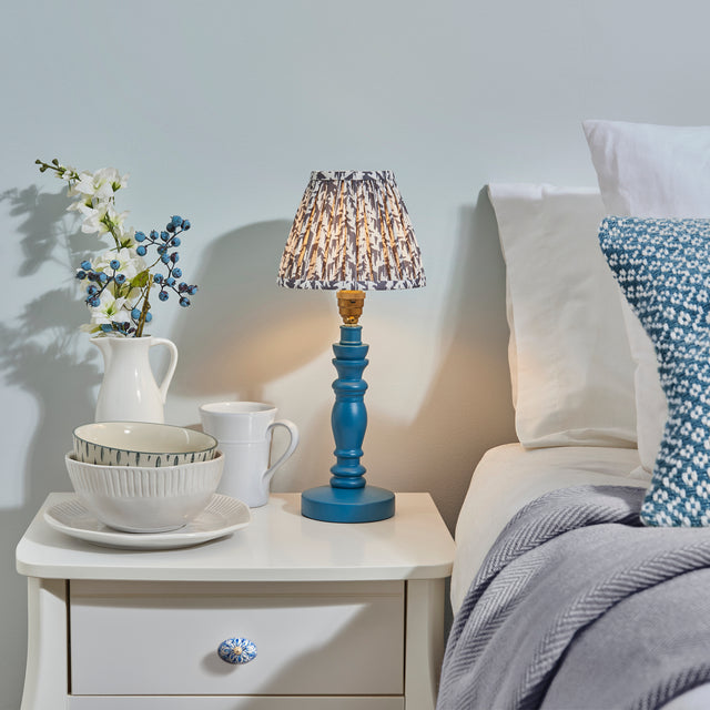 Wooden Blue Bibury & Leaf 16cm Pearl grey shade - Comet Lighting