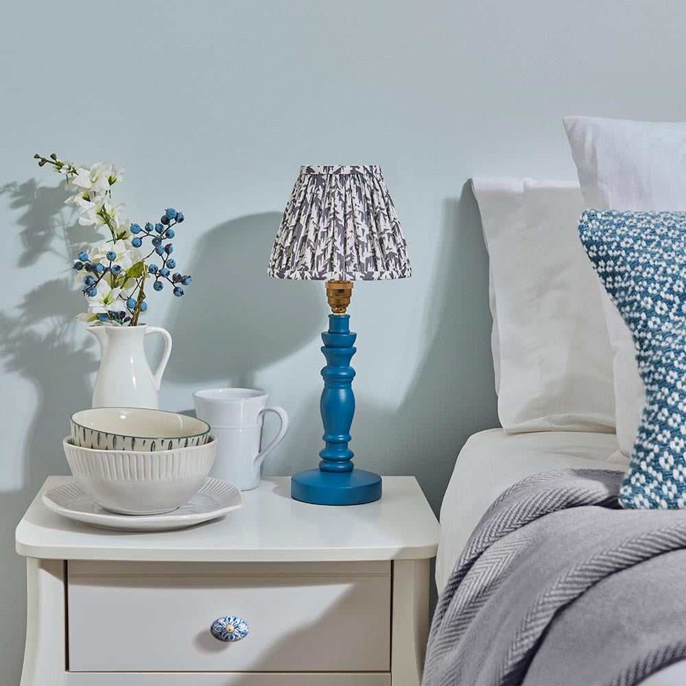 Wooden Blue Bibury & Leaf 16cm Pearl grey shade - Comet Lighting