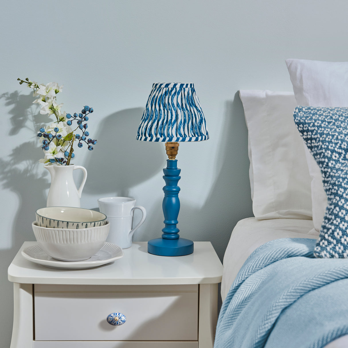 Wooden Blue Bibury & Ripple 16cm Marlin blue shade - Comet Lighting