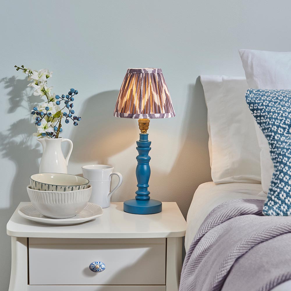 Wooden Blue Bibury & Zigzag 16cm Pearl grey shade - Comet Lighting