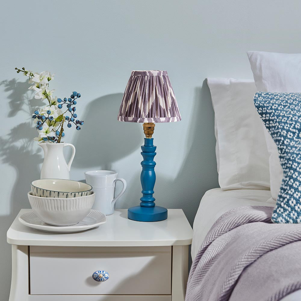 Wooden Blue Bibury & Zigzag 16cm Pearl grey shade - Comet Lighting