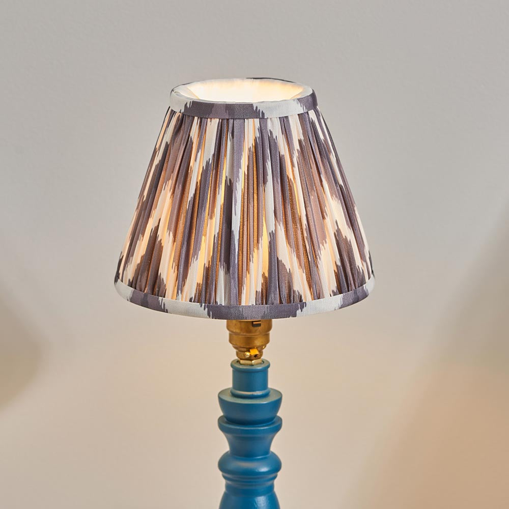 Wooden Blue Bibury & Zigzag 16cm Pearl grey shade - Comet Lighting