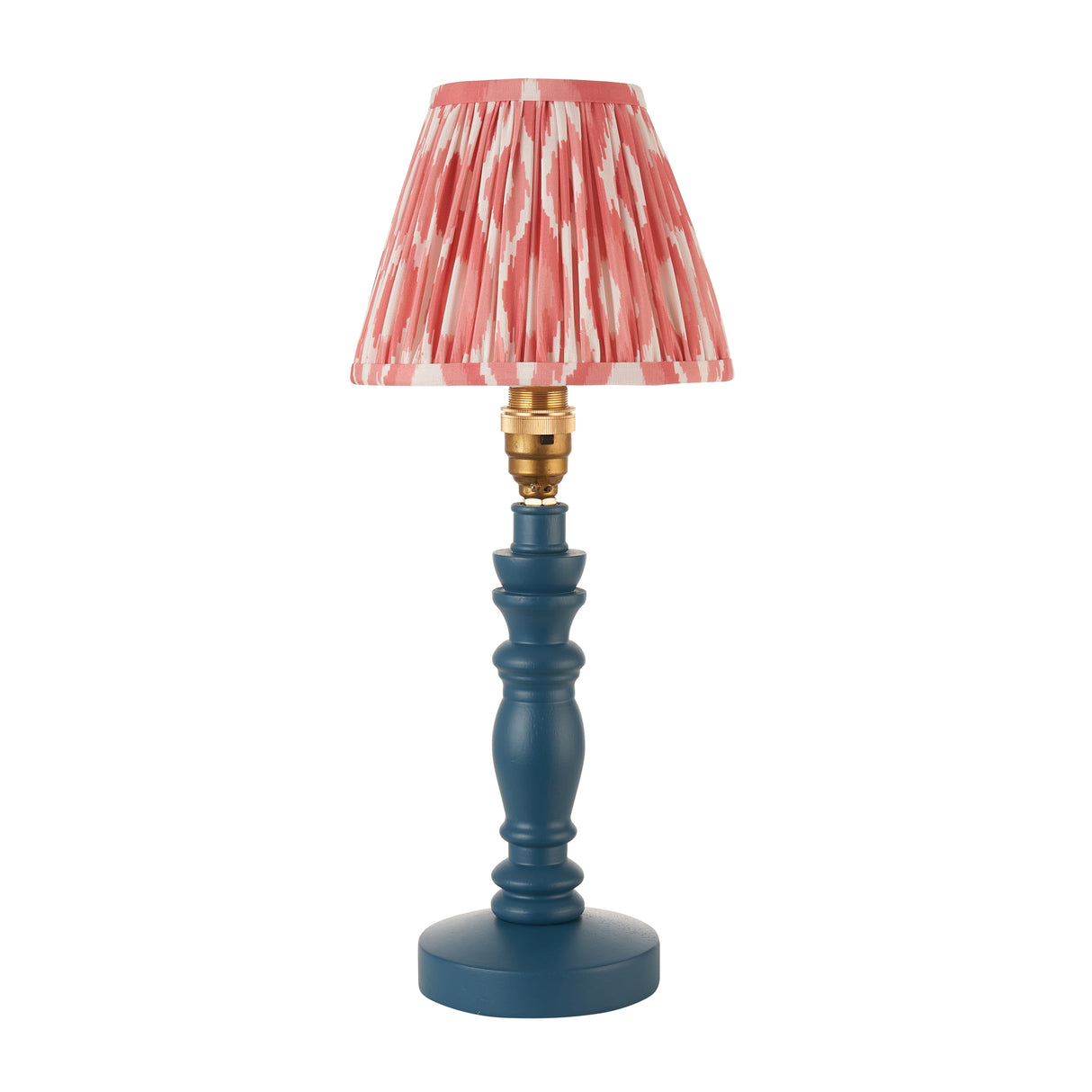 Wooden Blue Bibury & Ikat 16cm Coral pink shade - Comet Lighting