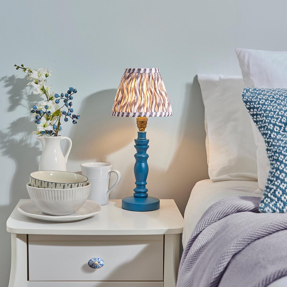 Wooden Blue Bibury & Ripple 16cm Pearl grey shade - Comet Lighting